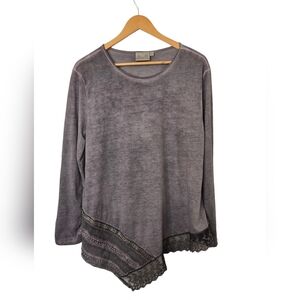 Dantelle Charcoal Long Sleeve Asymmetrical Top Size Large